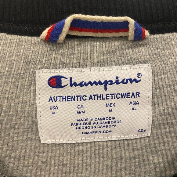 CHAMPION Powerblend Men's MEDIUM Pullover BLACK Long Sleeve Sweater S0888 - Picture 3 of 5